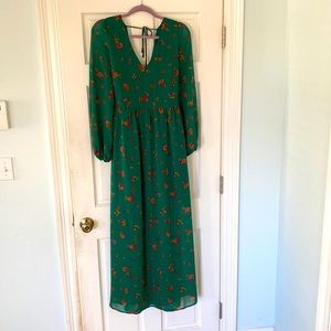 ModCloth forest green floral chiffon maxi.